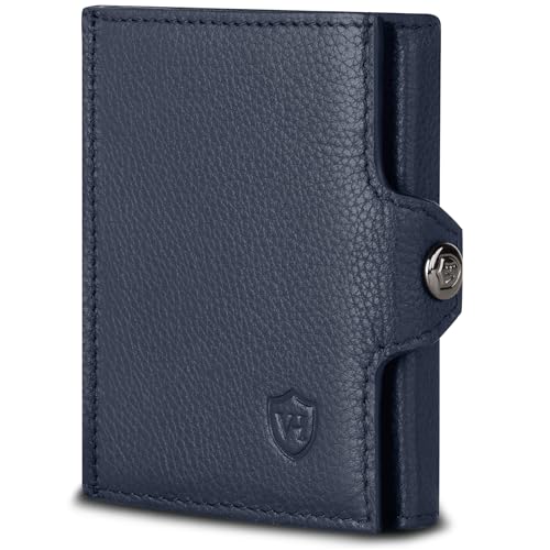 VON HEESEN Slim Wallet mit XL Münzfach & RFID-Schutz - Mini Geldbörse Herren & Damen - Kartenetui Kreditkartenetui - Portmonee Geldbeutel Portemonnaie klein Blau von VON HEESEN