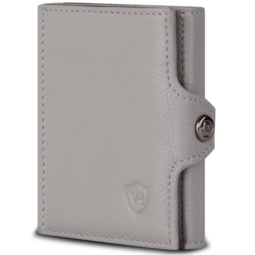 VON HEESEN Slim Wallet mit XL Münzfach & RFID-Schutz - Mini Geldbörse Herren & Damen - Kartenetui Kreditkartenetui - Portmonee Geldbeutel Portemonnaie klein Grau von VON HEESEN