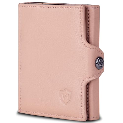 VON HEESEN Slim Wallet mit XXL Münzfach & RFID-Schutz - Mini Geldbörse Herren & Damen - Kartenetui Kreditkartenetui - Portmonee Geldbeutel Portemonnaie klein Rose von VON HEESEN