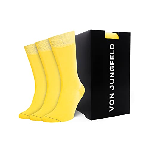 VON JUNGFELD® - 3er Set Herren Socken - Strümpfe aus Bio Baumwolle - hochwertige Herrensocken Gr. 39-42 gelb von VON JUNGFELD