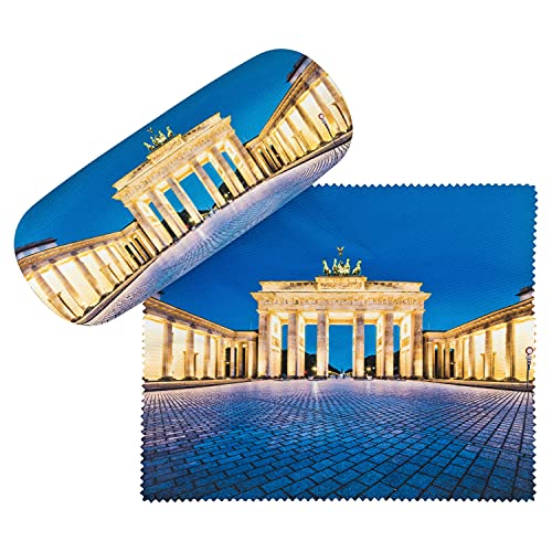 VON LILIENFELD Brillenetui Berlin Brandenburger Tor Foto Motiv Etui Brille Mikrofaser Brillenputztuch Brillenbox Stabiles Hardcase Set mit Stoff bezogen von VON LILIENFELD