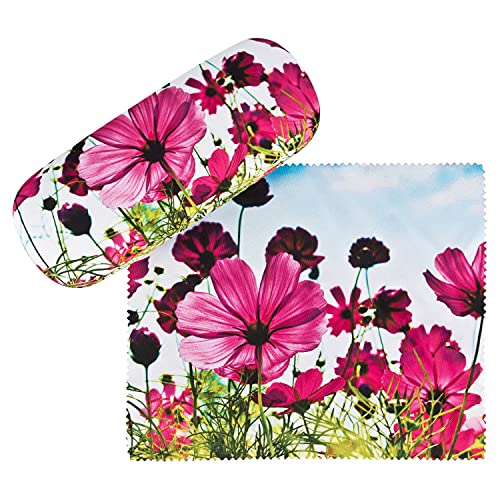 VON LILIENFELD Brillenetui Blumenwiese Motiv Etui Brille Mikrofaser Brillenputztuch Brillenbox Stabiles Hardcase Set mit Stoff bezogen von VON LILIENFELD