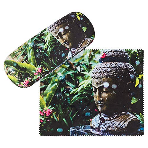 VON LILIENFELD Brillenetui Buddha Wellness Foto Motiv Etui Brille Mikrofaser Brillenputztuch Brillenbox Stabiles Hardcase Set mit Stoff bezogen von VON LILIENFELD