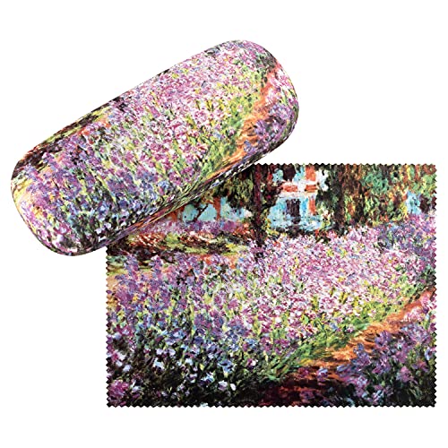 VON LILIENFELD Brillenetui Claude Monet: Der Garten Kunst Motiv Etui Brille Mikrofaser Brillenputztuch Brillenbox Stabiles Hardcase Set mit Stoff bezogen von VON LILIENFELD