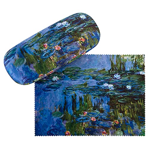 VON LILIENFELD Brillenetui Claude Monet: Seerosen Blumen Kunst Motiv Etui Brille Mikrofaser Brillenputztuch Brillenbox Stabiles Hardcase Set mit Stoff bezogen von VON LILIENFELD