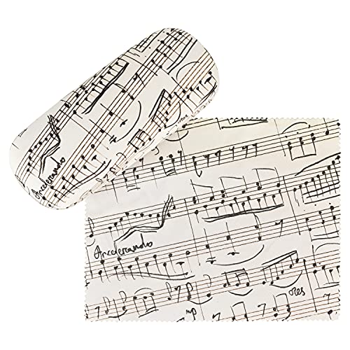 VON LILIENFELD Brillenetui Noten Musik Motiv Etui Brille Mikrofaser Brillenputztuch Brillenbox Stabiles Hardcase Set mit Stoff bezogen von VON LILIENFELD