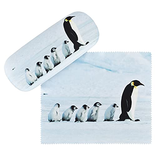 VON LILIENFELD Brillenetui Pinguine Motiv Etui Brille Mikrofaser Brillenputztuch Brillenbox Stabiles Hardcase Set mit Stoff bezogen von VON LILIENFELD