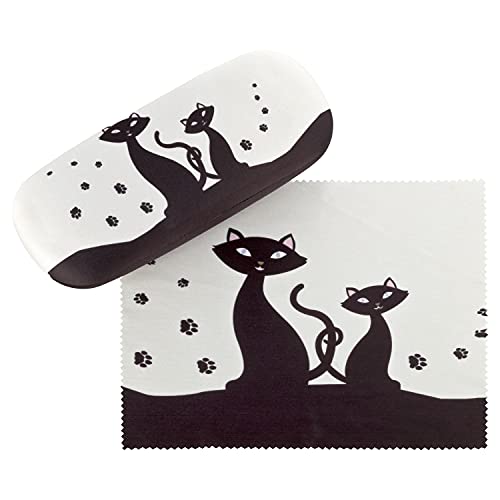 VON LILIENFELD Brillenetui Schwarze Katzen Kätzchen Motiv Etui Brille Mikrofaser Brillenputztuch Brillenbox Stabiles Hardcase Set mit Stoff bezogen von VON LILIENFELD