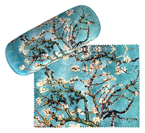 VON LILIENFELD Brillenetui Vincent van Gogh Mandelblüte Kunst Blumen Etui Brille Mikrofaser Brillenputztuch Brillenbox Stabiles Hardcase Set mit Stoff bezogen von VON LILIENFELD