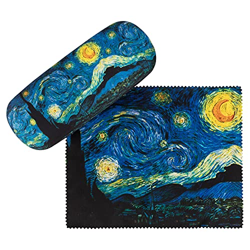VON LILIENFELD Brillenetui Vincent van Gogh: Sternennacht Kunst Motiv Etui Brille Mikrofaser Brillenputztuch Brillenbox Stabiles Hardcase Set mit Stoff bezogen von VON LILIENFELD