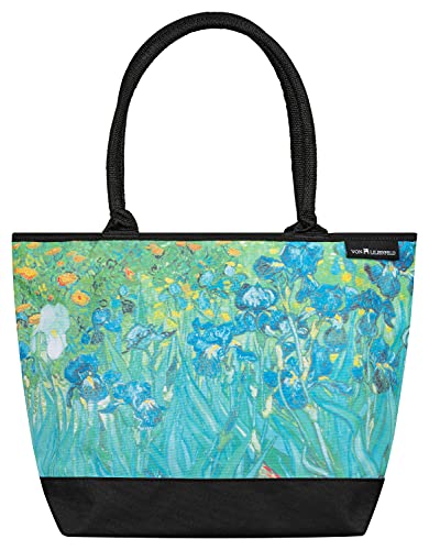 VON LILIENFELD Handtasche Vincent van Gogh Iris Kunst Blumen Motiv Shopper Maße L42 x H30 x T15 cm Strandtasche Henkeltasche Büro von VON LILIENFELD