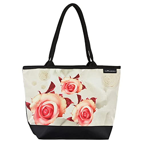 VON LILIENFELD Handtasche Blumen Rosen Motiv Shopper Maße L42 x H30 x T15 cm Strandtasche Henkeltasche Büro von VON LILIENFELD