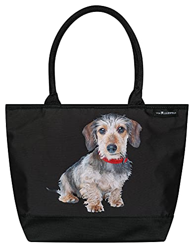 VON LILIENFELD Handtasche Hund Rauhaardackel Teckel Shopper Maße L42 x H30 x T15 cm Strandtasche Henkeltasche Büro von VON LILIENFELD