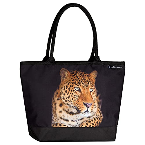 VON LILIENFELD Handtasche Damen Motiv Leopard Raubkatze Shopper Maße cm L42 x H30 x T15 Strandtasche Henkeltasche Büro von VON LILIENFELD