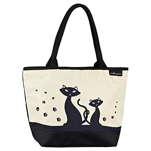 VON LILIENFELD Handtasche Schwarze Katzen Kätzchen Shopper Damen Motiv Maße L42 x H30 x T15 cm Strandtasche Henkeltasche Büro von VON LILIENFELD