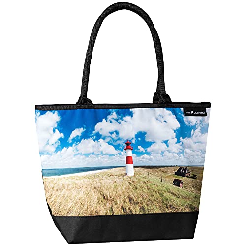 VON LILIENFELD Handtasche Damen Sylt Leuchtturm Nordsee Meer Shopper Maße cm L42 x H30 x T15 Strandtasche Henkeltasche Büro von VON LILIENFELD