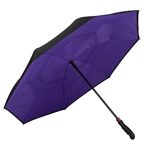 VON LILIENFELD Innovativer Regenschirm | Umgekehrte Öffnung | Selbst Stehend | Automatik | Doppelt bespannt | Sehr Stabil | Ergonomischer Griff | Remy lila violett von VON LILIENFELD
