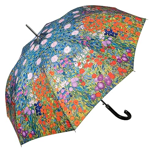 VON LILIENFELD Regenschirm Gustav Klimt: Bauerngarten Auf-Automatik Damen Kunst Stockschirm Stabil von VON LILIENFELD