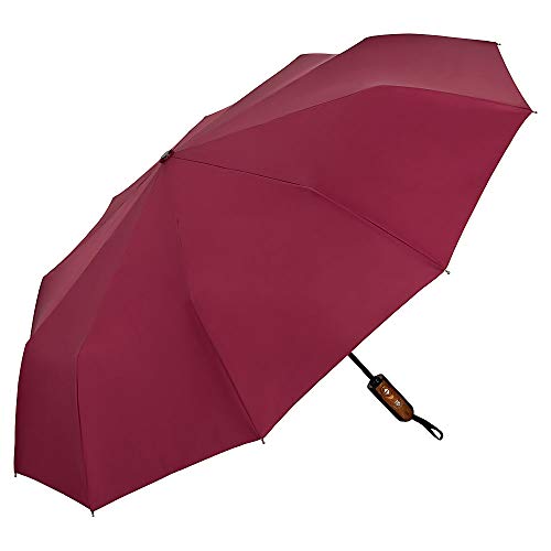 VON LILIENFELD® Clark Regenschirm, faltbar, mit Teflon-Beschichtung, windfest, automatisches Öffnen und Schließen, leicht stabil, bordeaux, L88/D100, Faltbarer Regenschirm von VON LILIENFELD
