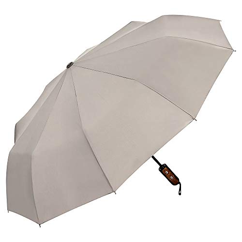 VON LILIENFELD Regenschirm Taschenschirm Grau Sturmfest durch 10 Fiberglas-Streben Auf-Zu-Automatik Teflonbeschichtung Reise-Etui Clark von VON LILIENFELD