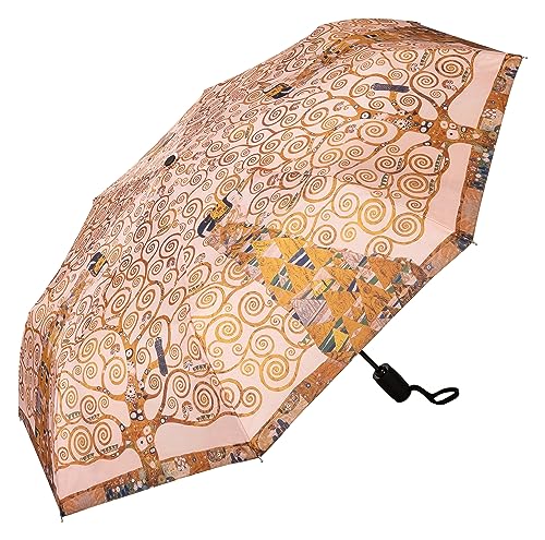 VON LILIENFELD Regenschirm Taschenschirm Gustav Klimt Lebensbaum und Erwartung Kunst Windfest Auf-Zu-Automatik Stabil Leicht Kompakt von VON LILIENFELD