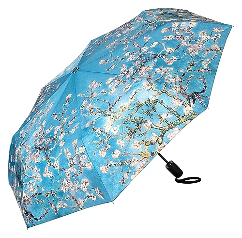 VON LILIENFELD Regenschirm Taschenschirm Vincent van Gogh Mandelblüte Kunst Windfest Auf-Zu-Automatik Stabil Leicht Kompakt von VON LILIENFELD