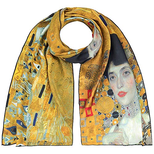 VON LILIENFELD Schal Damen 100% Seide Gustav Klimt: Adele Kunst Motiv Halstuch Seidenschal Seidentuch 172 x 42 cm von VON LILIENFELD