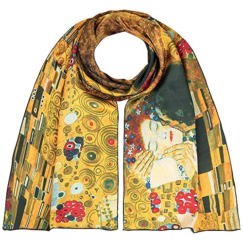 VON LILIENFELD Schal Damen 100% Seide Gustav Klimt: Der Kuss Kunst Motiv Halstuch Seidenschal Seidentuch 172 x 42 cm von VON LILIENFELD