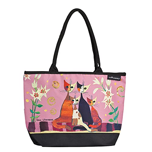 VON LILIENFELD Handtasche Damen Kunst Motiv Katzen Rosina Wachtmeister Lilien Shopper Maße L42 x H30 x T15 cm Strandtasche Henkeltasche Büro von VON LILIENFELD