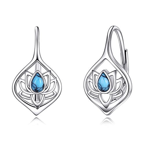 925 Sterling Silber Lotus Ohrringe Leverback Schmuck für Damen Mädchen (Lotus) von VONALA