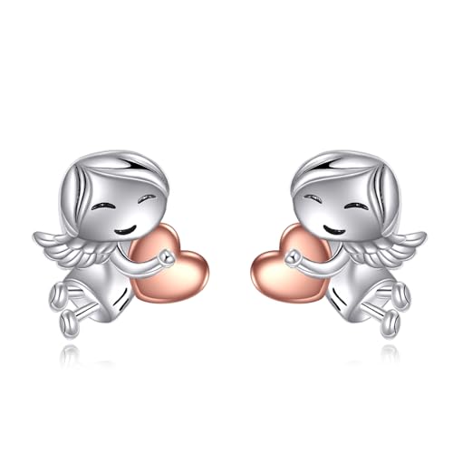 925 Sterling Silber Katze Hase Engel Mädchen Ohrringe Niedliches Tier Ohrstecker Schmuck für Damen Mädchen (Engel Mädchen) von VONALA
