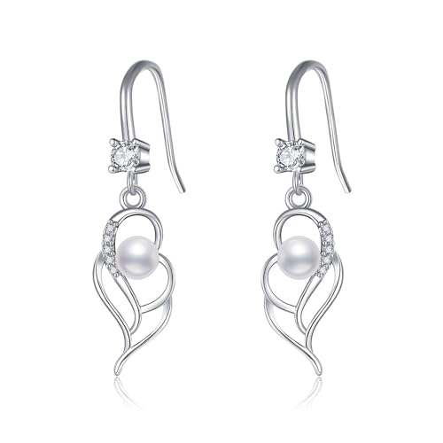 925 Sterling Silber Kleine Creolen Perlenohrringe Cubic Zirkon Perlenohrringe für Frauen Geschenke… von VONALA