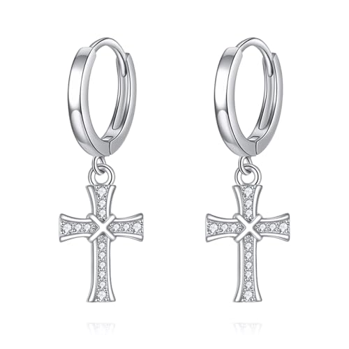 925 Sterling Silber Kreuz Creolen Ohrringe für Damen Mädchen 925 Sterling Silber Kreuz Creolen Ohrringe für Damen Mädchen von VONALA