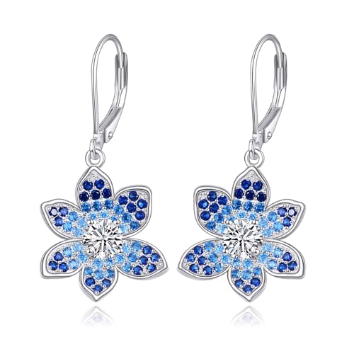Ohrringe Blau 925 Sterling Silber Blumen Ohrringe Zirkonia Ohrringe lume Teardrop Drop Ohrringe von VONALA