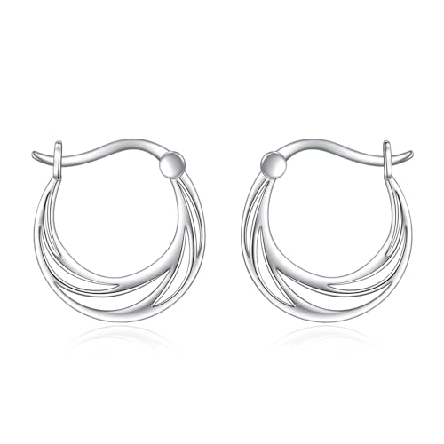 925 Sterling Silber Oval Kleine Hoop Ohrringe Frauen Mädchen Mode Hohle Textur Hypoallergen Klicken Sie auf die Spitze für Piercing Mode Schmuck Geburtstagsgeschenk von VONALA