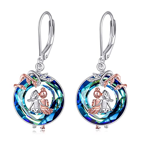 925 Sterling Silber Schwester hängende Ohrringe hypoallergen Schmuck Geburtstagsgeschenke für Damen Mädchen (Blau) von VONALA