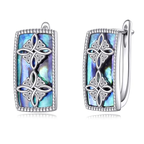 Abalone Muschel Celtic Ohrringe 925 Sterling Silber Creolen Ohrringe Tropfenohrringe Schmuck Geschenke für Damen von VONALA