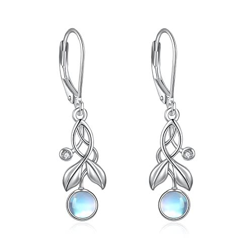 Blatt Mondstein Leverback Ohrringe für Frauen 925 Sterling Silber Blatt Tropfen baumeln Ohrringe Schmuck für Frauen von VONALA