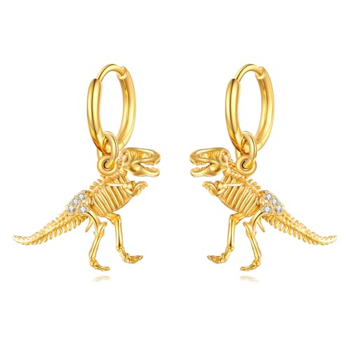 Dinosaurier Hoop Earrings Vergoldetes Sterling Silber Tyrannosaurus Rex Dangle Drop Huggie Earrings Schmuck für Frauen Mädchen von VONALA