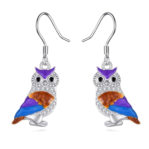 Eule Ohrringe Sterling Silber baumeln Tropfen Ohrringe niedlich Tierschmuck Geschenke für Frauen Mädchen von VONALA