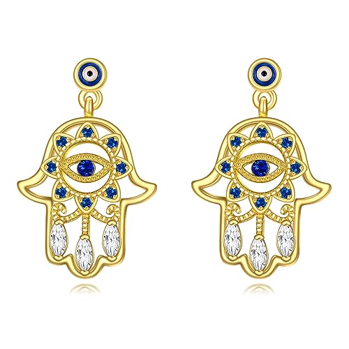 Evil Eye Hamsa Hand Ohrringe Stud vergoldet Sterling Silber Dangle Drop Schmuck für Frauen von VONALA