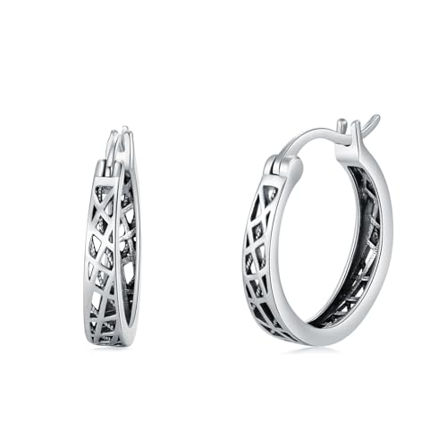 Ohrringe Silber 925 Creolen Silber 925 Klein Damen Silber Filigran Creolen Kleine Vintage Hypoallergene Filigran Ohrringe für Damen Frauen von VONALA
