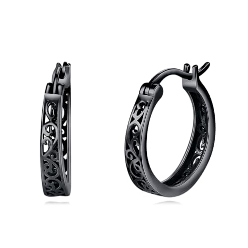 Creolen mit keltischem Knoten, Sterlingsilber, Huggie-Ohrringe, irischer Schmuck für Frauen (Filigrane2) von VONALA