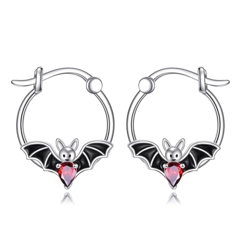 Fledermaus Hoop Ohrringe 925 Sterling Silber Gothic Schmuck Geschenke für Frauen Damen Mädchen von VONALA