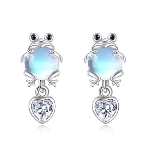 Frosch Mondstein Ohrringe Sterling Silber Tropfen Ohrringe Ohrstecker Tier Herz Schmuck für Frauen Mädchen Frosch Mondstein Ohrringe Sterling Silber Tropfen Ohrringe Ohrstecker Tier Herz Schmuck für Frauen Mädchen von VONALA