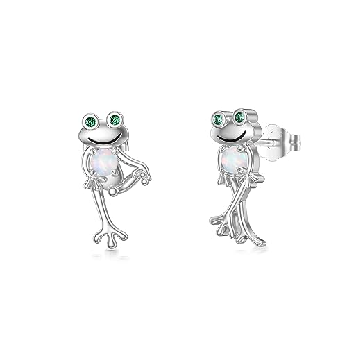 Frosch Ohrringe für Frauen 925 Sterling Silber Frosch Ohrstecker Niedlicher Tierschmuck Krone Schmuck Geschenke Geburtstagsgeschenke für Mädchen Freunde von VONALA