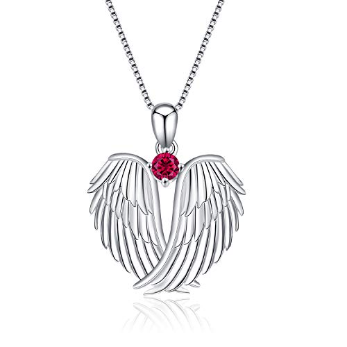 Guardian Angel Wings Halskette Sterling Silber Anh?nger mit Sparkle Cubic Zirconia Schmuck f¨¹r Frauen M?dchen Geburtstag Geschenk Birhstone Juli von VONALA