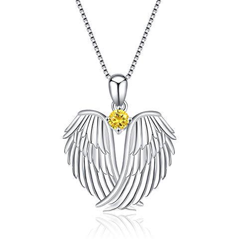 VONALA Guardian Angel Wings Halskette Sterling Silber Anh?nger mit Sparkle Cubic Zirconia Schmuck f¨¹r Frauen M?dchen Geburtstag Geschenk Birhstone November von VONALA