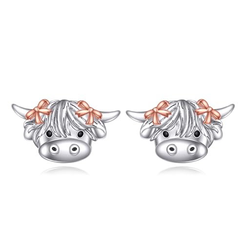 Highland Cow Ohrringe Ohrstecker Sterling Silber Kuhkopf Schmuck schottisches Tier Geschenke für Frauen Mädchen Highland Cow Ohrringe Ohrstecker Sterling Silber Kuhkopf Schmuck schottisches Tier Geschenke für Frauen Mädchen von VONALA