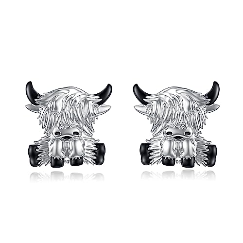 Hochland Kuh Ohrringe Sterling Silber Schottische Hochlandkuh Ohrstecker Ohrringe Highland Bull Tier Schmuck Geschenke für Damen Mädchen von VONALA